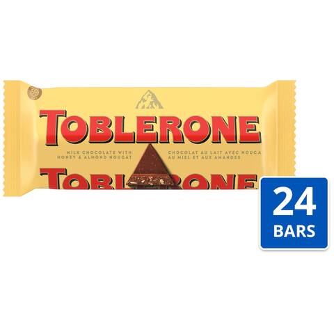 Toblerone Swiss Milk Chocolate Bar With Honey And Almond Nougat 35g Pack of 24