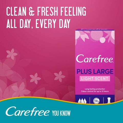 Carefree Plus Large Panty Liners With Light Scent 20 count