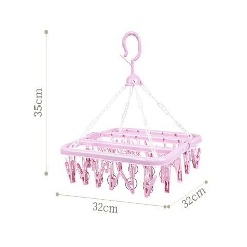 36 Clips Multi-Functional Folding Drying Rack Pink