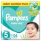Pampers Baby-Dry Taped Diapers With Aloe Vera Lotion  Size 5 (11-16kg) 104 Diapers