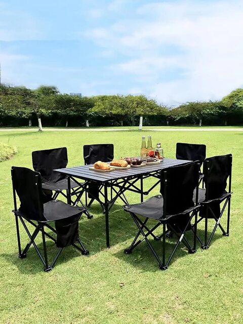 Buy SKY-TOUCH Outdoor Camping Folding Table 95x57x50cm, Lightweight Folding  Table with Aluminum Table Top and Carry Bag Perfect for Outdoor, Picnic,  Cooking, Beach, Hiking, and Fishing Black Online Shop Home 