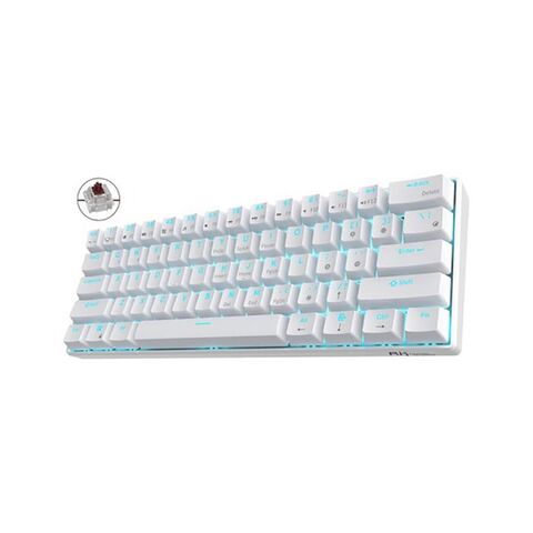 RK61 White Brown Hotswappable Keyboard
