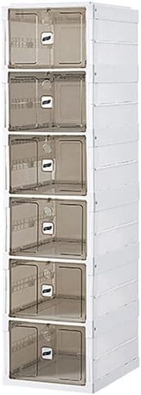 Atraux Stackable Shoe Storage Organizer, Clear Installation-Free Foldable Shoe Cabinet (6 Layers)