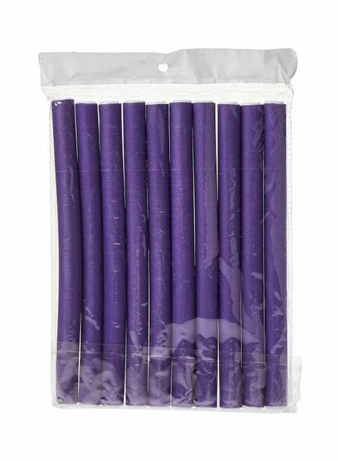 10-Piece Hair Foam Curler Roller Purple