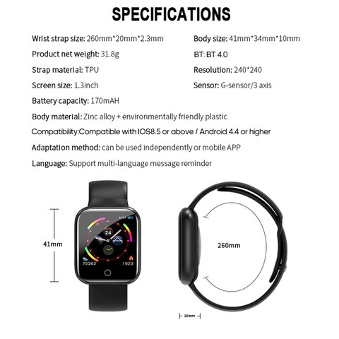 Docooler waterproof smartwatch online black