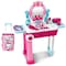 2 in 1 Pretend Play Kids Vanity Table and Chair Beauty Mirror and Accessories Play Set with Trolley Fashion  Makeup Accessories for Girls