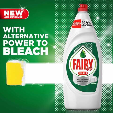 Fairy Plus Original Dishwashing Liquid Soap with alternative power to bleach 600ml Pack of 3