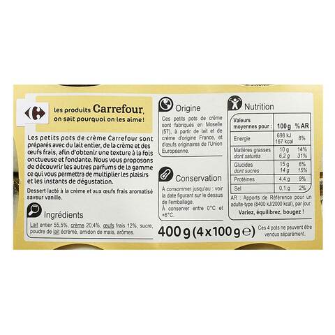 Carrefour Fresh Eggs Vanilla Cream 100g Pack of 4