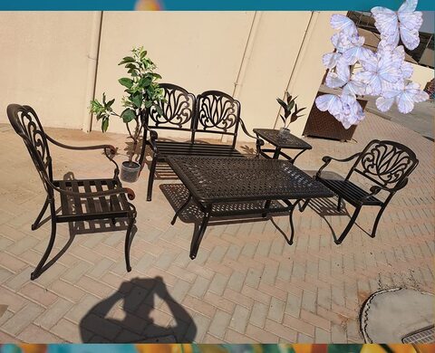 Yulan Outdoor 5-Pieces Love Seat,Chairs And Coffe Table Set In Patio Furniture Set Outdoor Aluminum Conversation Sets For Garden Lawn Backyard Deck, Patio Sofa Set(21412)