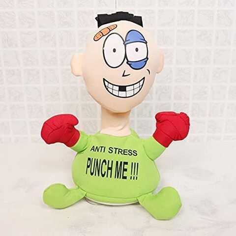 Generic Punching Toy For Kids And Adult, Desktop Interactive Toys Funny Emotional Vent Relieve Anxiety Screaming Doll For Child With Sound, Blue