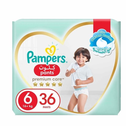 Buy Pampers Premium Care Pants Diapers, Size 6, 16+kg, Super Saver Pack, 36 Diapers  in Saudi Arabia