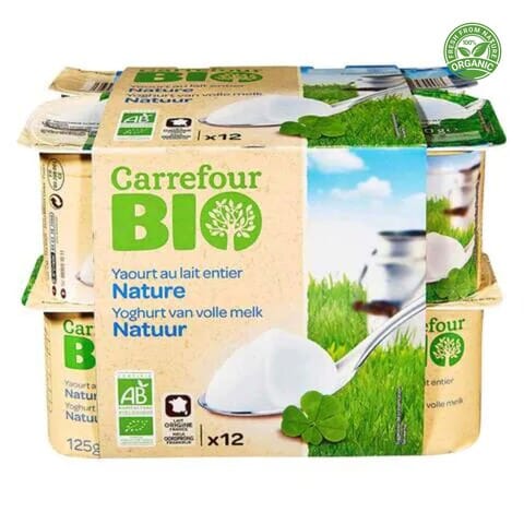Buy Carrefour Bio Plain Yoghurt 125g X Pack Of 12 Online Shop Bio Organic Food On Carrefour Uae
