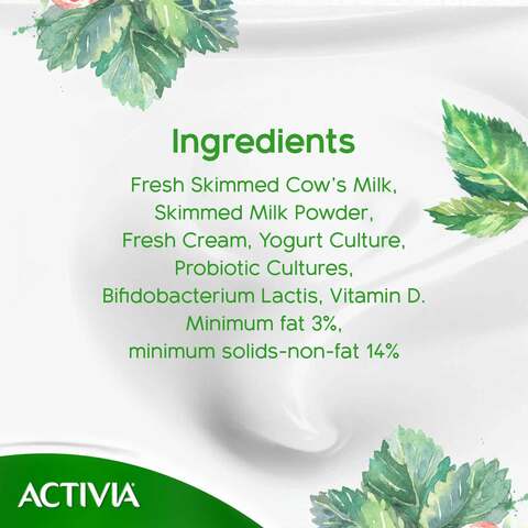 Activia Full Fat Stirred Plain Yoghurt 125g Pack of 4