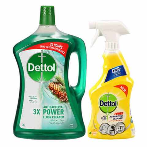 Dettol Anti Bacterial All Purpose And Floor Cleaner Pine 3L And Trigger Lemon 500ml