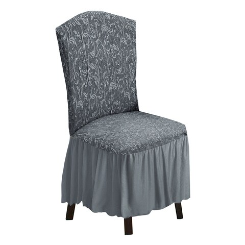 Woven Jacquard Stretch Fit Dining Chair Cover Grey