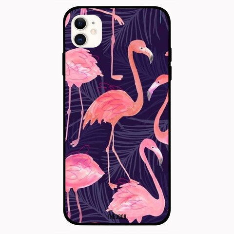 Theodor Apple iPhone 12 6.1 inch Case Flamingo Flexible Silicone