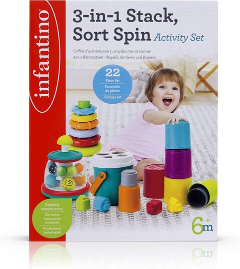 Infantino 3-In-1 Stack, Sort Spin Activity Set