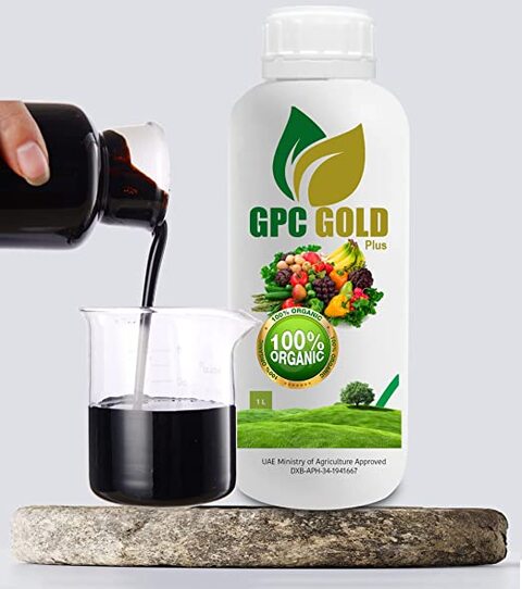 GPC-GOLD plus&trade; Organic Humic Acid Potassium Fertilizer   Soil Conditioner &amp; Growth Stimulant   Increases Crop yields 15% to 35%   UAE Ministry Approved   No.1 Choice for Organic Growers (1 LTR.)