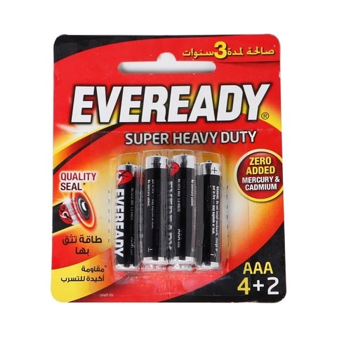 Eveready Super Heavy Duty Battery AAA 4 pieces + 2 Free
