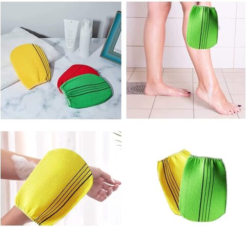 Exfoliating Gloves , Korean Exfoliating Bath Washcloth For Removing Dry, Dead Skin Cells, REUSable (1pc Random Color)