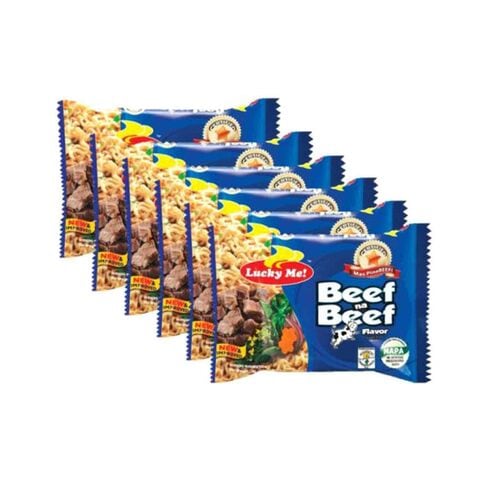 Lucky Me! Beef Flavour Noodles 55g Pack of 6
