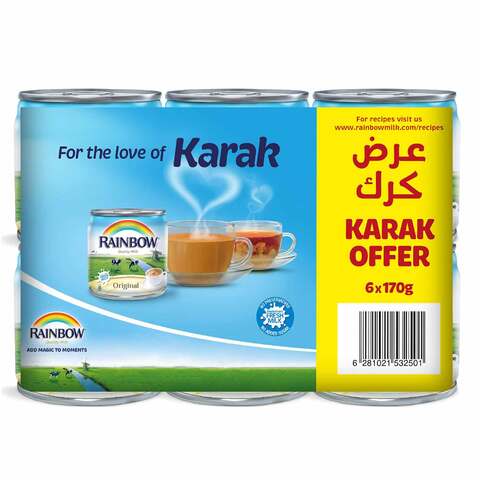 Buy Rainbow Original Full Fat Evaporated Milk 170g 6 in Saudi Arabia