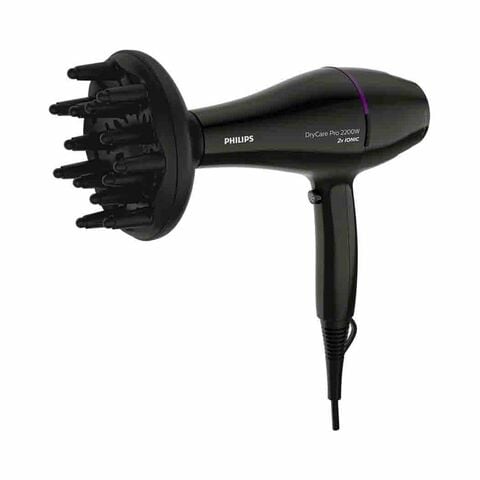 Philips Drycare Pro Hair Dryer With Concentrator And Diffuser Nozzle 2200W BHD274 Black