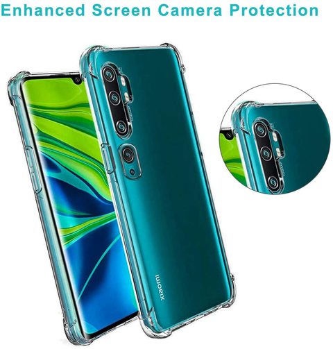 NuSense Case Clear for Xiaomi Mi Note 10 TPU Four Corners Cover Transparent Soft  Rubber Gel Shock-Absorption Bumper Scratch Proof Protective Back Cover