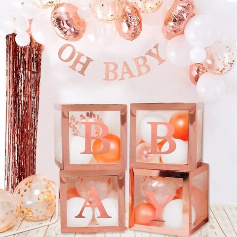 Rose gold and pink baby best sale shower decorations