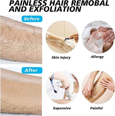 Showay New Crystal Hair Eraser,Magic Crystal Hair Removal,Exfoliation Painless Hair Removal Tool for Men &amp; Women,Soft Smooth Silky Skin, Full Body Hair Removal Blue