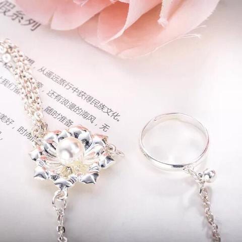 Generic - Slim bracelet ring silver color wedding jewellery