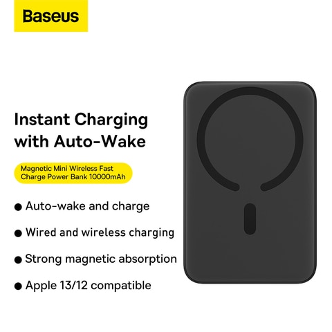 Buy BASEUS 10000mAh Magnetic MagSafe Mini Wireless Fast Charge Power Bank 20W - Black Online Shop Tablets & Wearables UAE