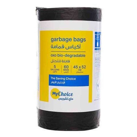 Mychoice 5 Gallon Oxo Bio-Degradable Garbage Bag Black 45x52cm Pack of 60