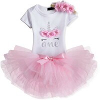 1st Birthday Baby Girl Princess Party Costume Unicorn Dress | Pink