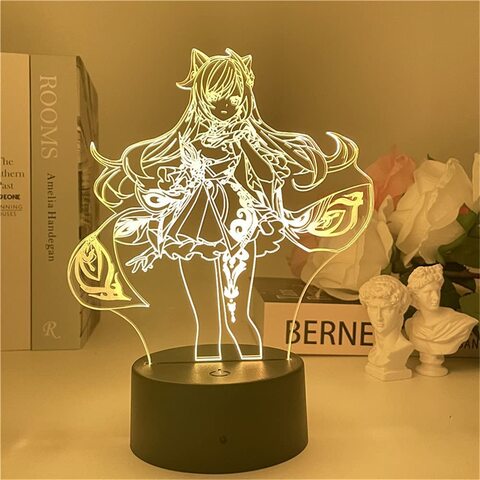 Game Anime Genshin Impact 3D Illusion Night Light,LED Desk Lamps,Cartoon Game Characters Table Lamp,Touch/Remote Control USB/Battery Charge Lighting Home Decor,Christmas Decor Lights