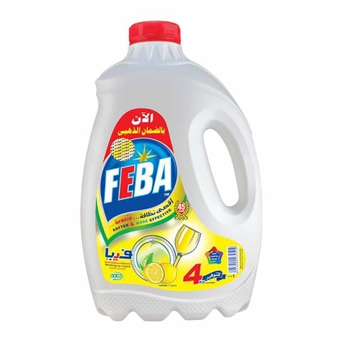 Feba Dishwashing Liquid - Lemon Scent - 4 Liters