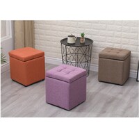 LINGWEI Ottoman Footrest Storage Stool Foot Rest Stool Chair Sofa Shoe Bench Storage Stool Cube Footstool Pouf Stool Seat Toy Box Chest Foldable Storage Box Pink
