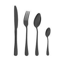 Black Cutlery Set Stainless Steel Flatware Set Tableware Utensil Dinnerware Set Dinner Knife Fork Spoon Set 4 Pieces