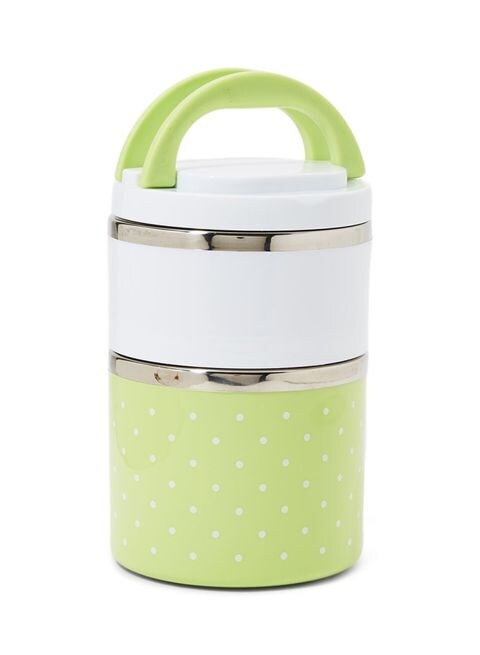 Olympia Insulated 2 Layer Lunch Box With Inner Liner Green/White 11.50X11.50X18.50centimeter