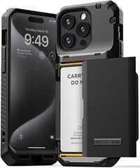 VRS Design Damda Glide Pro for iPhone 15 PRO case cover wallet [Semi Automatic] slider Credit card holder Slot [4 cards] - Black Groove