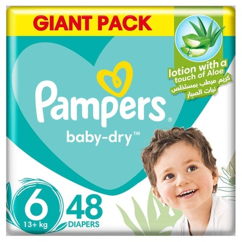 Pampers Baby-Dry Diapers with Aloe Vera Lotion and Leakage Protection Size 6 16-21 kg 48 Diapers