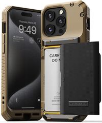 VRS Design Damda Glide Pro for iPhone 15 PRO case cover wallet [Semi Automatic] slider Credit card holder Slot [4 cards] - Khaki Groove