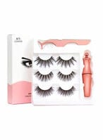 Buy Generic 3D Eyelash With Magnetic Liquid Eyeliner Black, Pack Of 6 in UAE