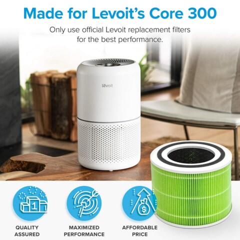 Levoit Core 300S True HEPA 3-Stage Mold And Bacteria Replacement Filter, Core 300-Rf-Mb, Green