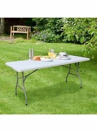 Adjustable Folding Table Portable Plastic Picnic Party Camping Table Indoor Outdoor, Size 180X74X74CM