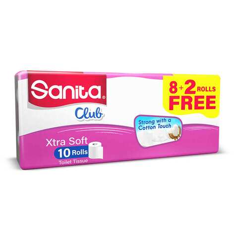 Sanita Club Toilet Paper Extra Soft (8+2) Roll 2 Ply 200 Sheets