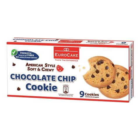 Eurocake American Style Soft And Chewy Chocolate Chip Cookies 28g Pack of 9