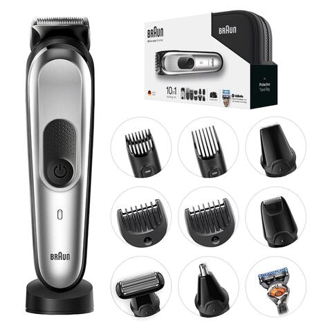 Braun MGK 7920 TS All-In-One Trimmer 10-In-1 Trimmer 8 Attachments And Gillette Fusion5 ProGlide Razor With Toiletry Set