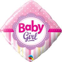 Qualatex Baby Girl Dots &amp; Stripes Foil Balloon- 18-Inch Size