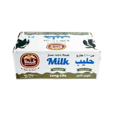 Baladna Double Cream Milk 1L x Pack of 12